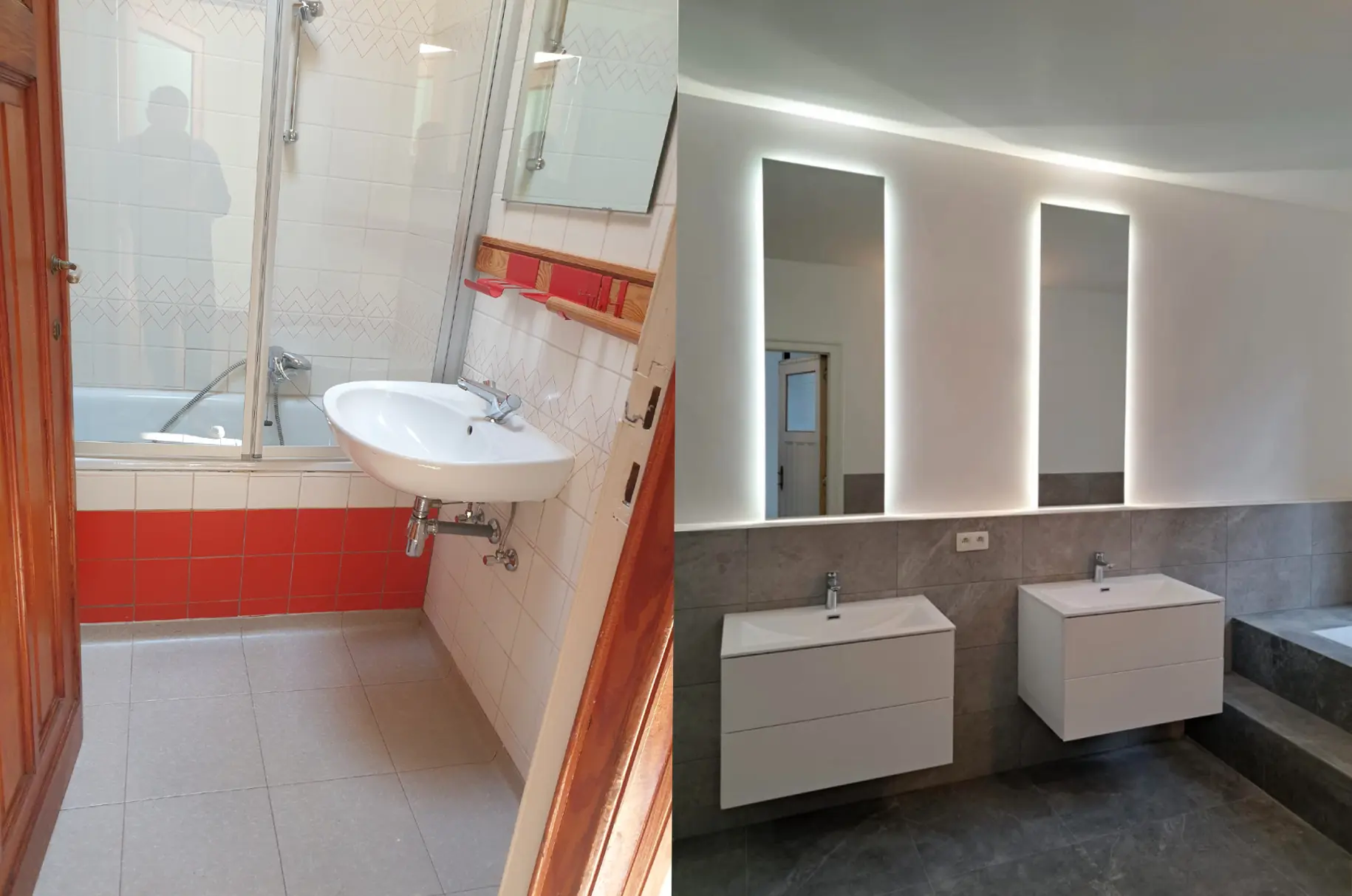 Second bathroom renovation before and after